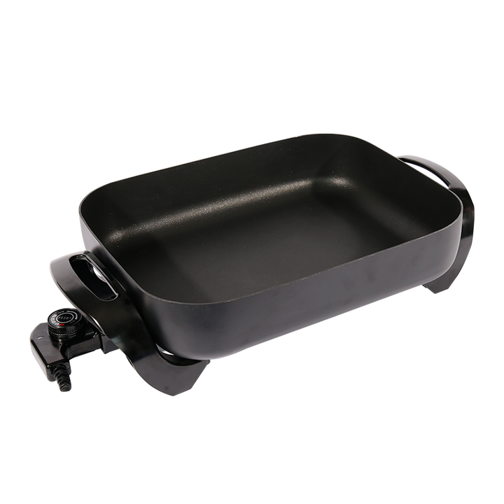 Best Popular 1500W Electric Frying Pan Smokeless Aluminum Non-Stick Glass Lid for Household Use US Plug 4L-6L PTFE Coating-海智集-