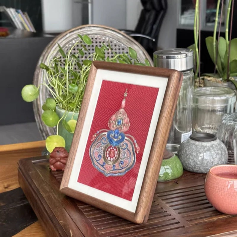 Chinese-style handcrafted Suzhou embroidery feng shui wooden frame decorative painting - the top choice for wedding gifts in the living room entrance hall-海智集-Embroidery-