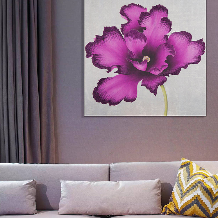 Commercial Suzhou Full Embroidery — framed, simulated silk, soft luster. Dual craftsmanship. Wholesale for decor firms, commercial use; home use too. Art decor for hotels, offices, residences.Purple Rhyme Series - First Bloom-海智集-