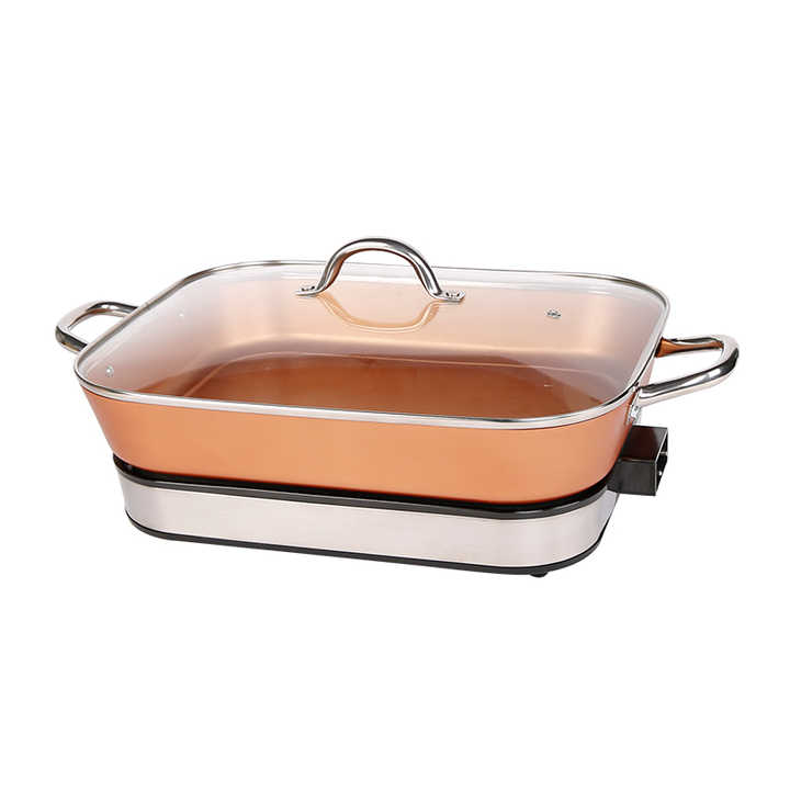 Rated Electric Frying Pan OEM Tempered Glass Outdoor Detachable and Foldable Overheat Proations Temperature Controlled Top 10-海智集-