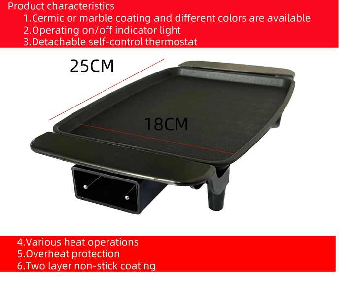 25x18cm Small Indoor Plate Mini Chicken Meat Steak Barbecue Pan Bbq Raclette Griddle for Household-海智集-