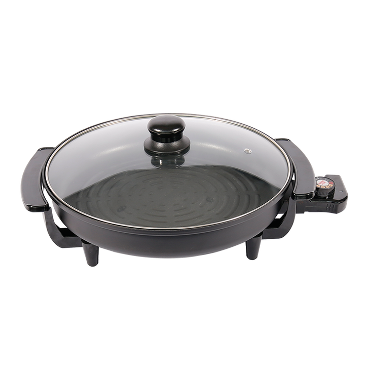 33cm Portable Battery Powered Electric Skillet Dessert Skillets Sensarte Nonstick Frying Pan Electric Saucepan-海智集-