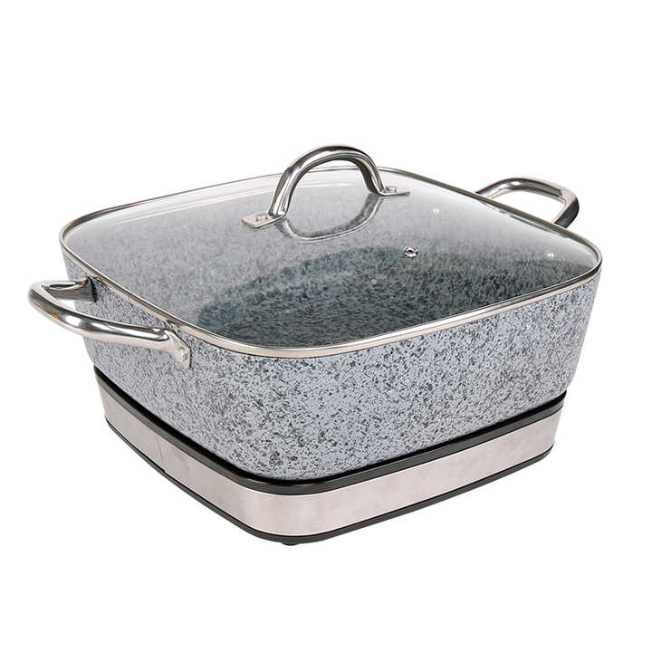 Electric Multi Cooking Pot Detachable Deep Square Frypan OEM Tempered Glass for Sale Outdoor Electric Non Stick Hot Pot 1500 220-海智集-