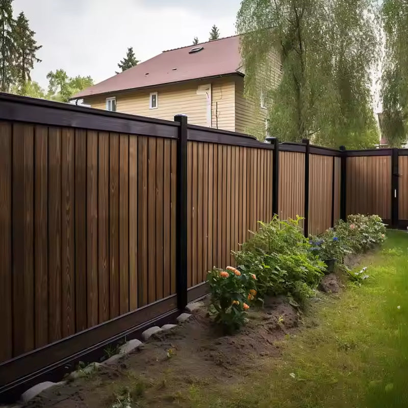 3D Flat Exterior Fence Board Weather-resistance Wood Composite Material WPC Fence Panel-海智集-