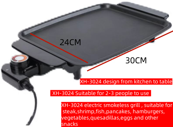 30x24cm Small Indoor Plate Mini Chicken Meat Steak Barbecue Pan Bbq Raclette Griddles Electric Grill Black Aluminum-海智集-