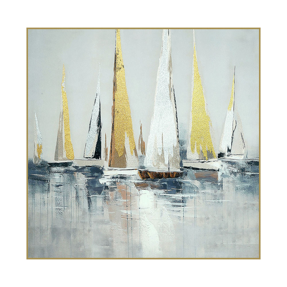 High Quality Embroidery Craft Sailboat Living Room Decoration Wall Hanging Paintings Custom Luxurious Home Wall Art Painting-海智集-