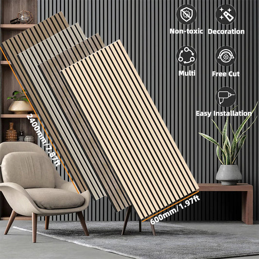 High Quality Modern Interior Studio Decoration Wood Acoustic Slats Wall Panels Custom Home Theater Acoustic Wall Panel-海智集-