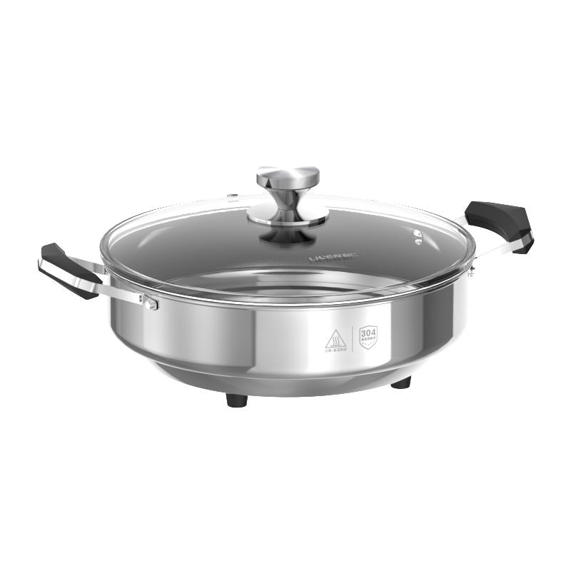 Multifunctional Electric Skillet Hot Selling Tempered Glass Aluminum Energy Saver Cooking Pot with Pan Cooker Hotpot-海智集-