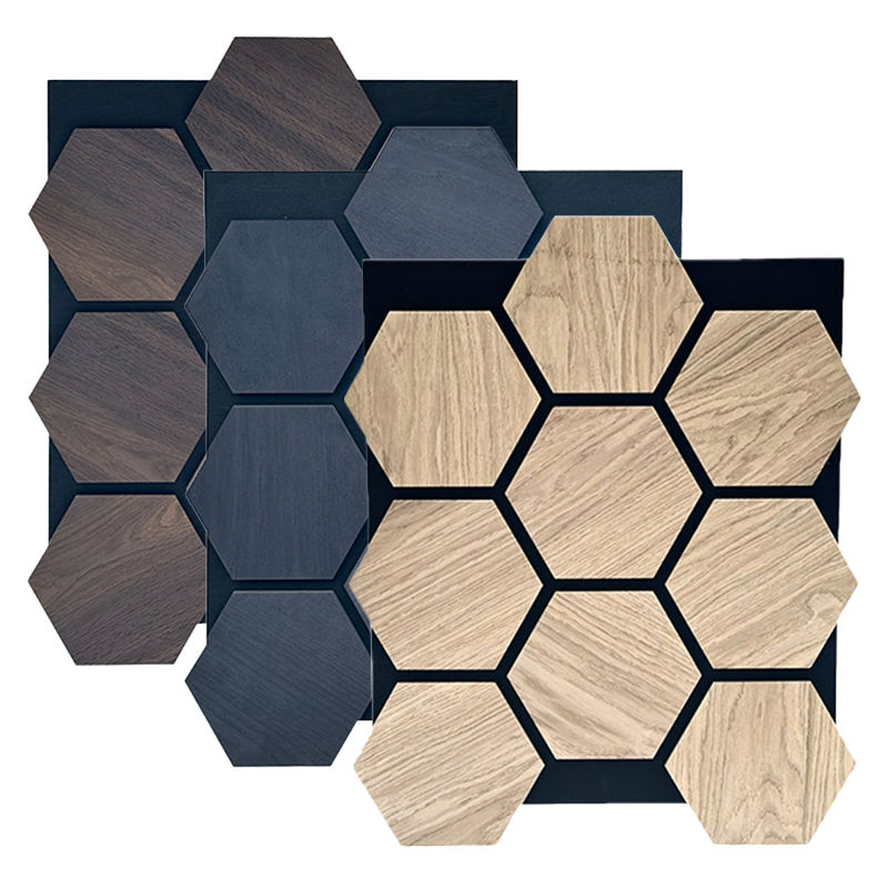 Custom Hexagon Acoustic Wall Panels High-Performance Noise Reduction Wood MDF Panels for Home Commercial Use-海智集-