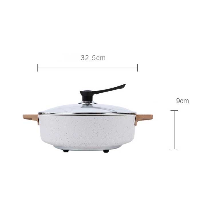 The Rock Best Wok to Use on Electric Stove Aluminum White OEM HOT Pot Tempered Glass Round PF Household Stamping Lazy Noodle Pot-海智集-