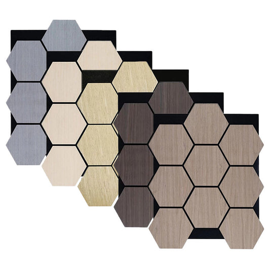 Hexagon Acoustic Wall Panels Premium Sound Absorbing MDF Wooden Tiles Modern 3D Wall Decor for Home and Office-海智集-