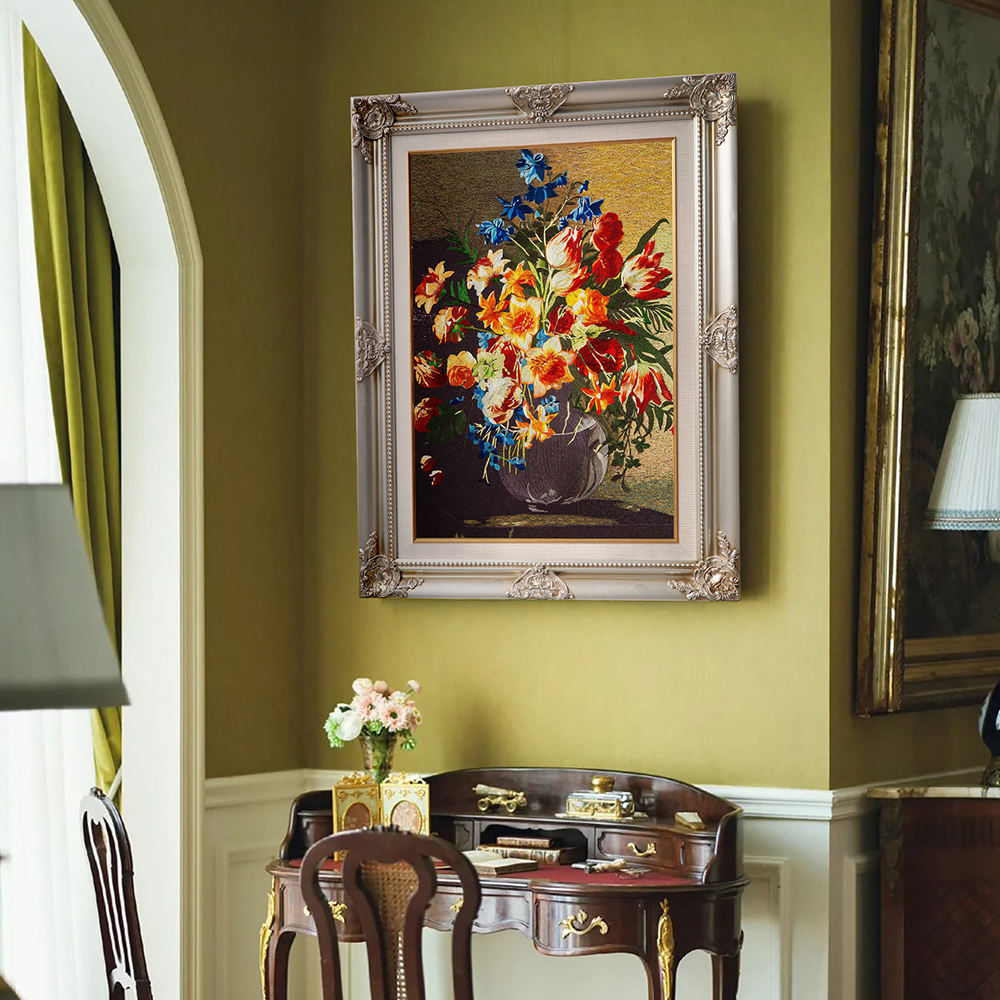 High Quality Embroidery Flower Pattern Living Room Decor Paintings and Wall Arts Paintings Custom Modern Wall Home Paintings-海智集-