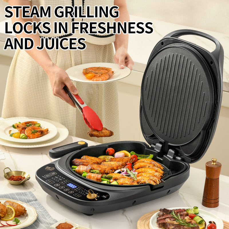 BBQ Grill Household Kitchen Appliances Baking Machine Grill Electric Smokeless Meat Pan Contact Grill-海智集-