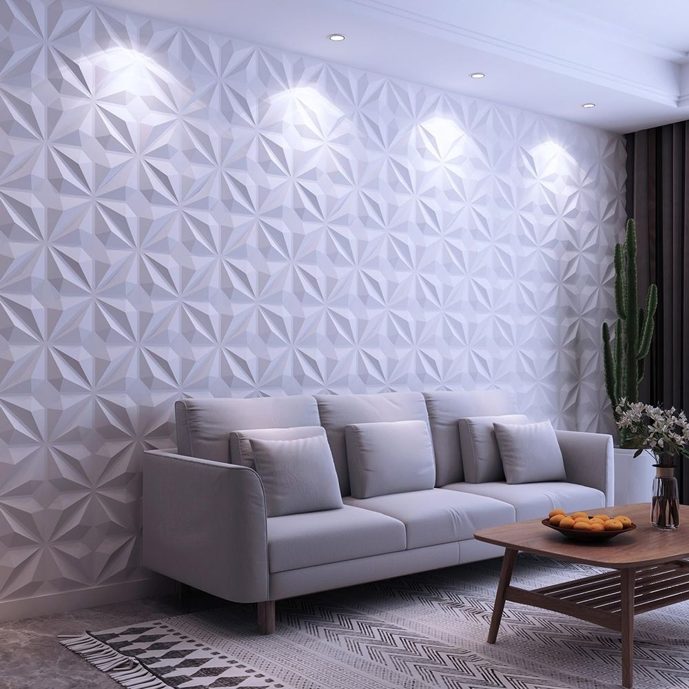 Eco Friendly Lightweight 3D PVC Wall Panel Geometric Pattern for Bedroom Accent Wall-海智集-