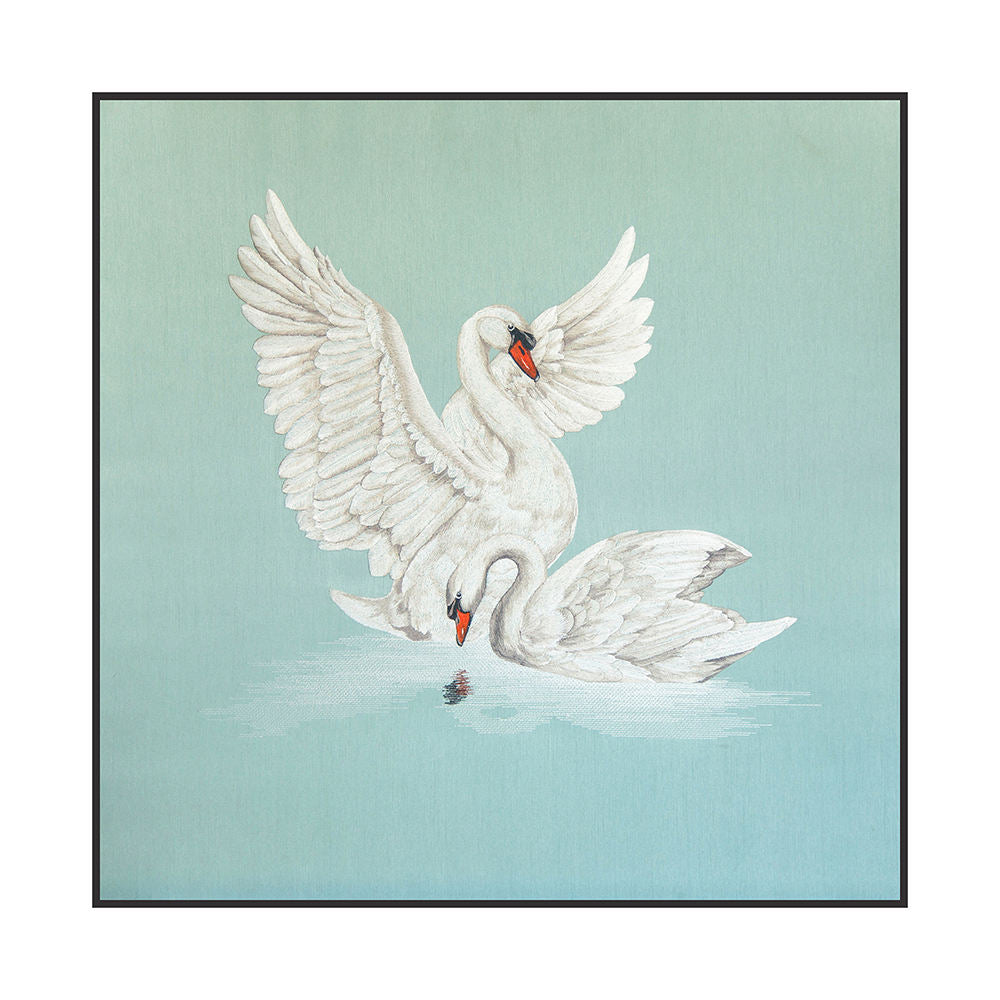 Elegant Swan Embroidery Art Painting Premium Hand Stitched Tapestry Wall Painting for Luxurious Home Wedding Gift-海智集-