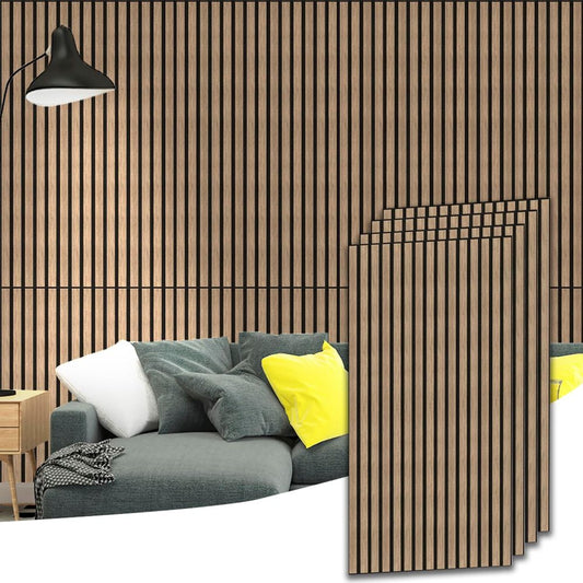 Modern Soundproof Panel, Eco-friendly Polyester Fiber Grille, Hotel Living Room Conference Room Wood Strip Speaker-海智集-