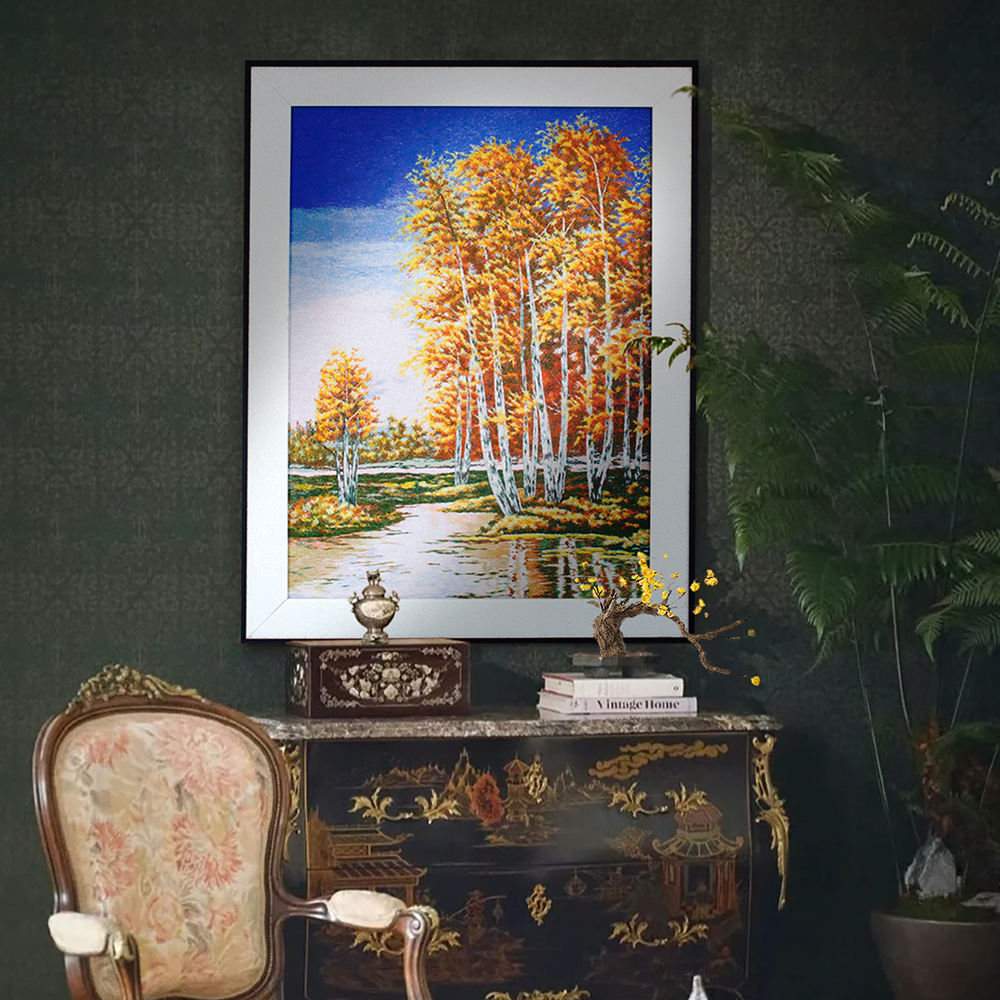 High Quality Embroidery Flower Pattern Living Room Paintings and Wall Arts Paintings Custom Luxury Modern Wall Home Paintings-海智集-