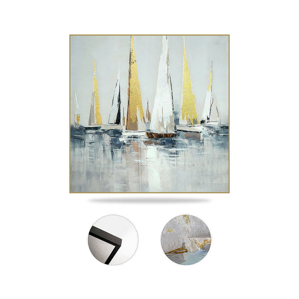 High Quality Embroidery Craft Sailboat Living Room Decoration Wall Hanging Paintings Custom Luxurious Home Wall Art Painting-海智集-