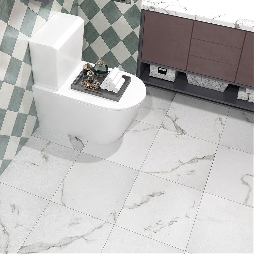 Low MOQ PVC Floor Tiles Self Adhesive 12X12 Inch Marble Pvc Floor Sticker Waterproof for Apartment Officer-海智集-