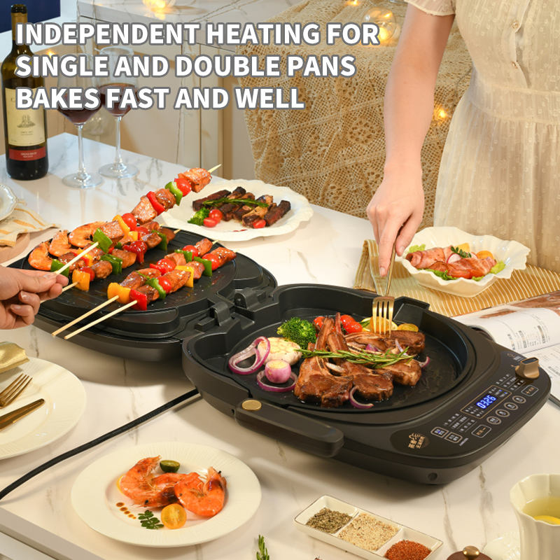 BBQ Grill Household Kitchen Appliances Baking Machine Grill Electric Smokeless Meat Pan Contact Grill-海智集-
