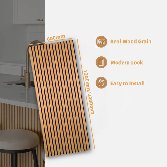 High Quality Modern Interior Studio Decoration Wooden Slats Wall Panels Custom Grooved Wooden Acoustic Wall Panel-海智集-