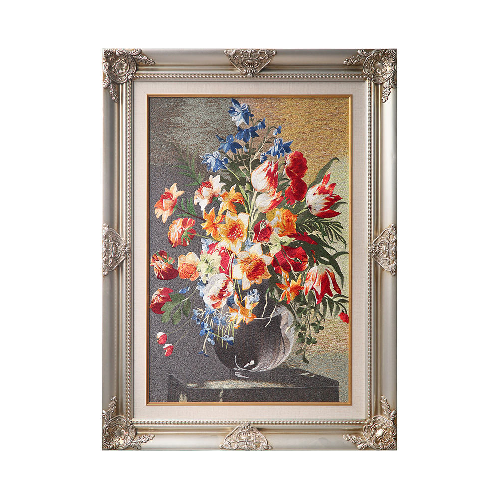 High Quality Embroidery Flower Pattern Living Room Decor Paintings and Wall Arts Paintings Custom Modern Wall Home Paintings-海智集-