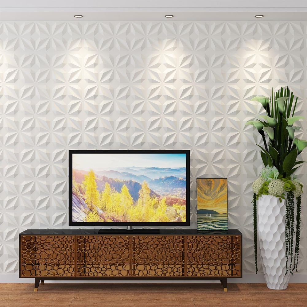 Modern Textured 3D PVC Wall Panel Diamond Design for Living Room Office Wall Decor-海智集-