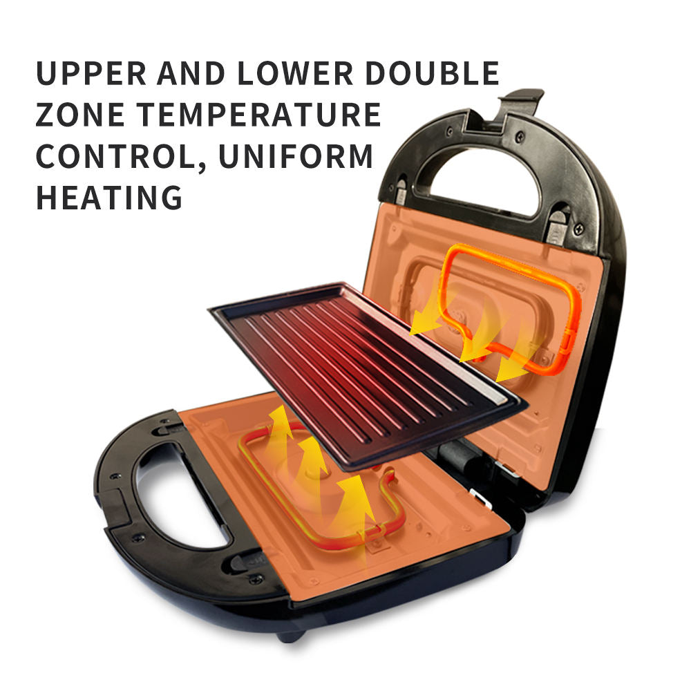 4 in 1 Steak machine Stainless Steel Non-Stick Material Four Types of Foods Removable Tray Electric Electric Contact Grill-海智集-
