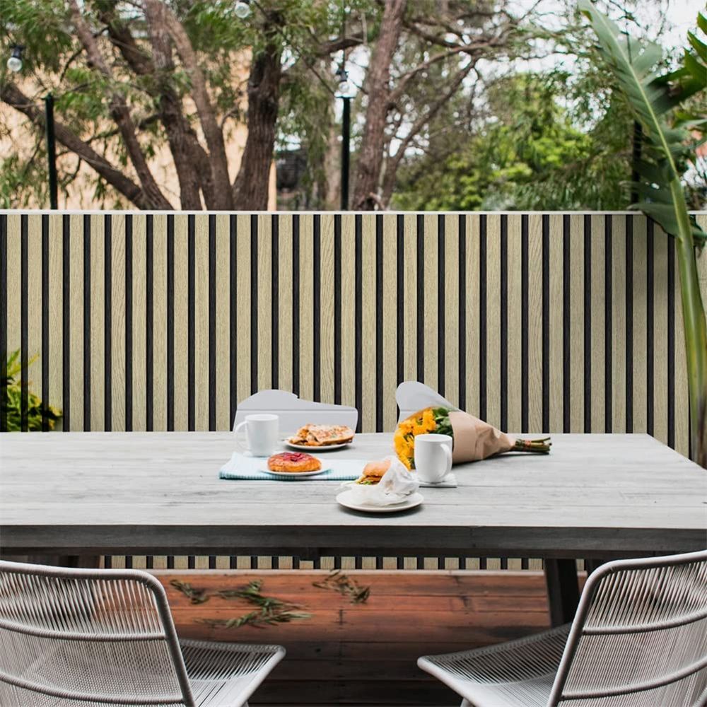 Waterproof Peel and Stick Wood Slat Wallpaper Grating Stripe for Home Tables-海智集-