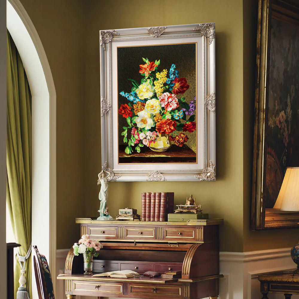 High Quality Embroidery Craft Flower Pattern Living Room Decor Paintings and Wall Arts Paintings Custom Wall Home Paintings-海智集-