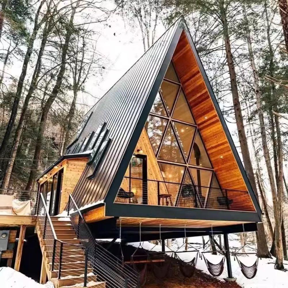 Modular Wooden Villa Prefabricated Small Residential Luxury Triangular House-海智集-