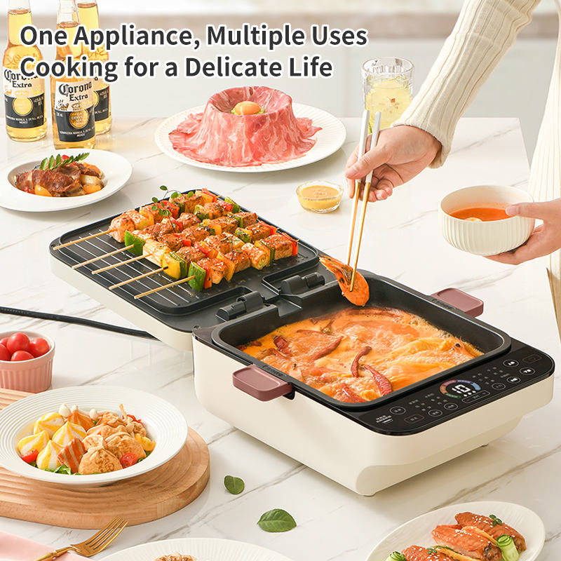 large Capacity Baking Pot multifunction cooking 65MM Deep Frying Pan Electric grill For Home-海智集-