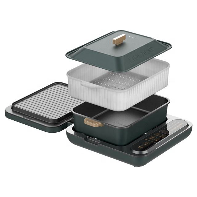 multifunction removable detachable 6 in 1 pancake waffle make electric grill hot pot electric pancake maker with griddle-海智集-