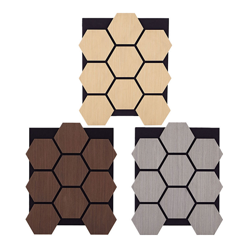 Premium Sound Absorbing Panels Hexagon Wooden Wall Tiles for Studio Apartment Decoration-海智集-