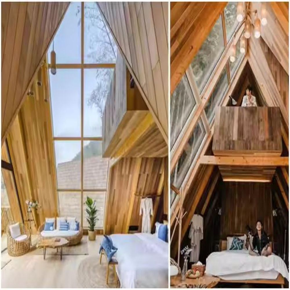 Custom Wooden Villa Luxury Prefab Homes OEM Service Triangular House-海智集-