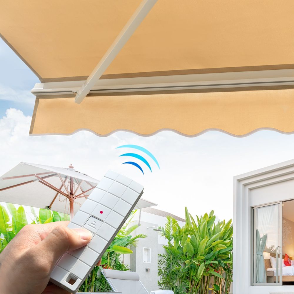 High Class Heavy Duty Retractable Sun Shade Awning Motorized Remote Control Aluminum Alloy Coated Outdoor Motorized Backyard-海智集-