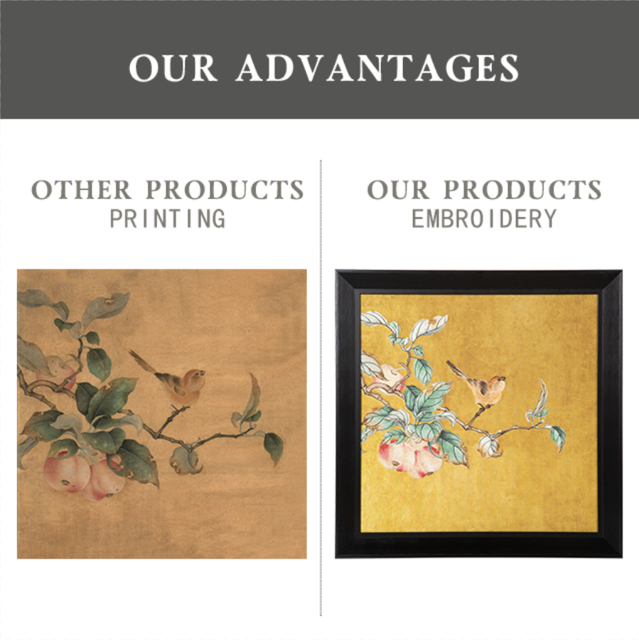 High Quality Embroidery Flower Pattern Living Room Paintings and Wall Arts Paintings Custom Modern Wall Home Paintings-海智集-