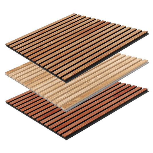 Modern Custom Sizes Wood Slat Acoustic Panels 600x600mm MDF Wall Decoration Noise Reduction for Living Room Hotel Hall Acoustic-海智集-