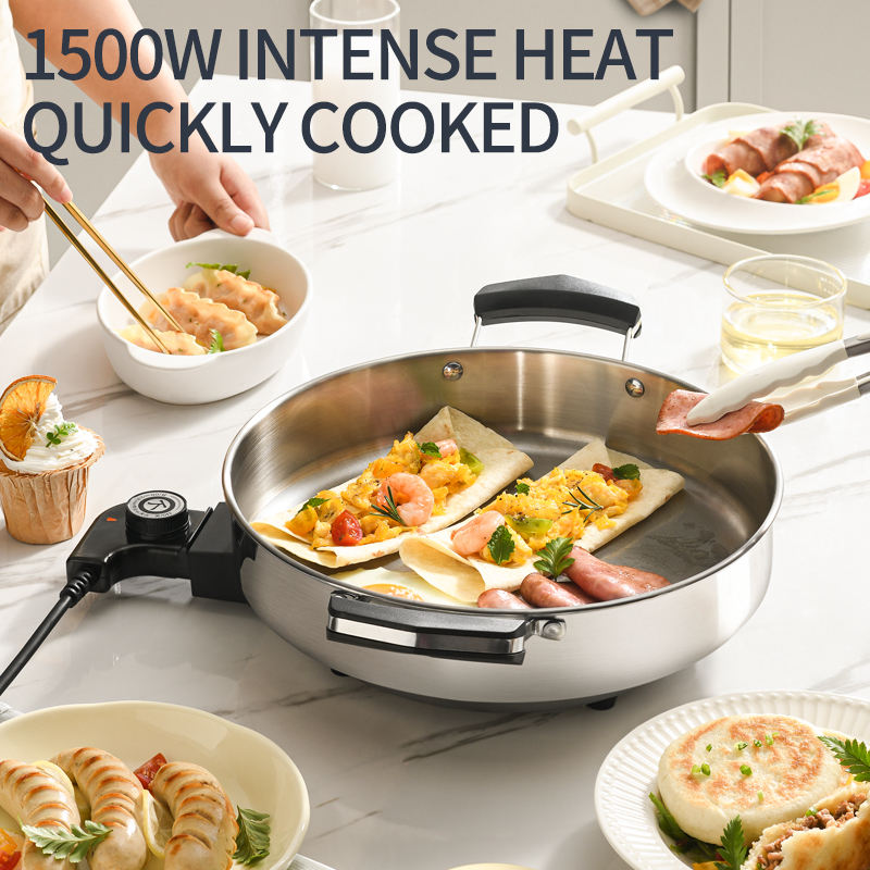 Multifunctional Electric Skillet Hot Selling Tempered Glass Aluminum Energy Saver Cooking Pot with Pan Cooker Hotpot-海智集-