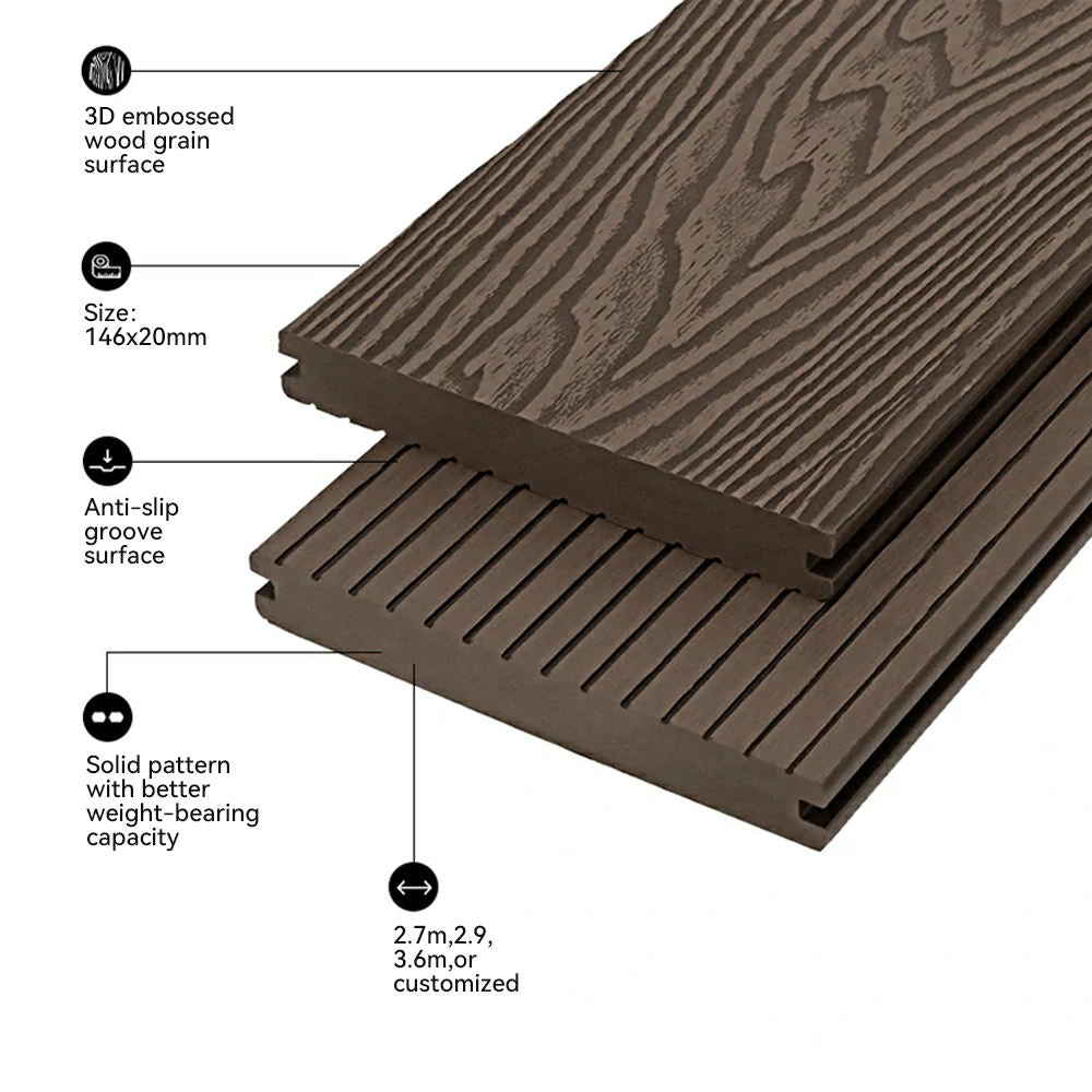 High Quality Waterproof Terrace Outdoor Flooring Wearing Wpc Decking Floor Composite Terrace WPC Outdoor Flooring-海智集-