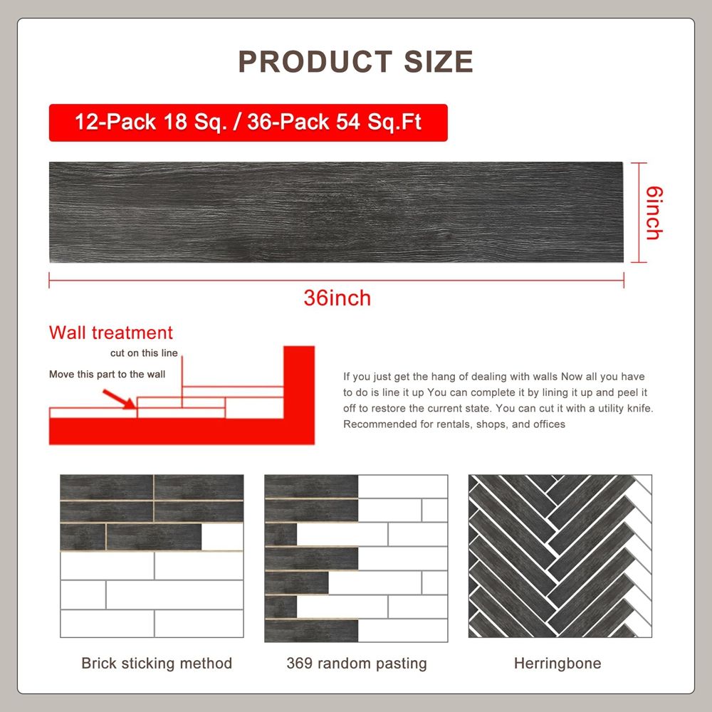 Construction & Real Estate Flooring & Accessories Plastic Flooring Self Adhesive PVC Floor Tiles Waterproof Peel Stick Vinyl LVT-海智集-