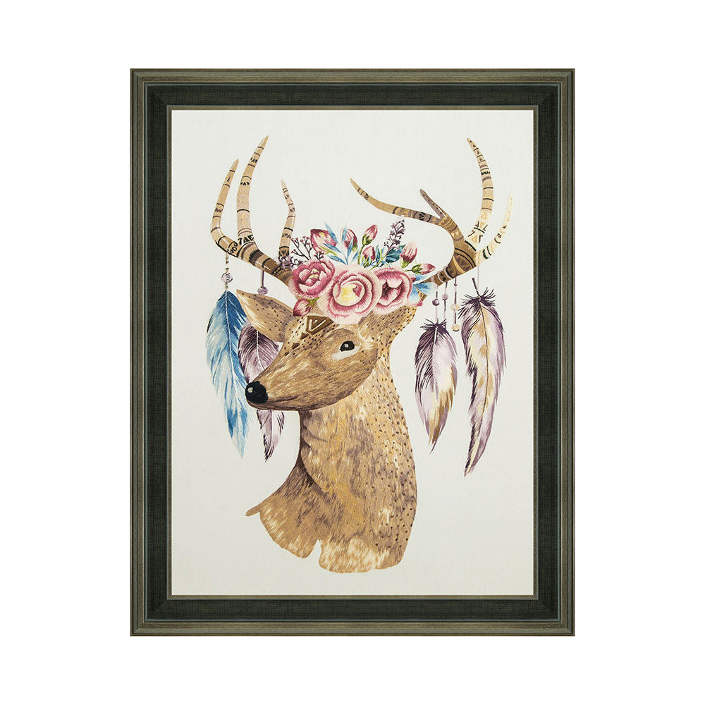 Premium Embroidered Milu Deer Painting Elegant Stitched Canvas Wall Hanging for Home Decoration-海智集-