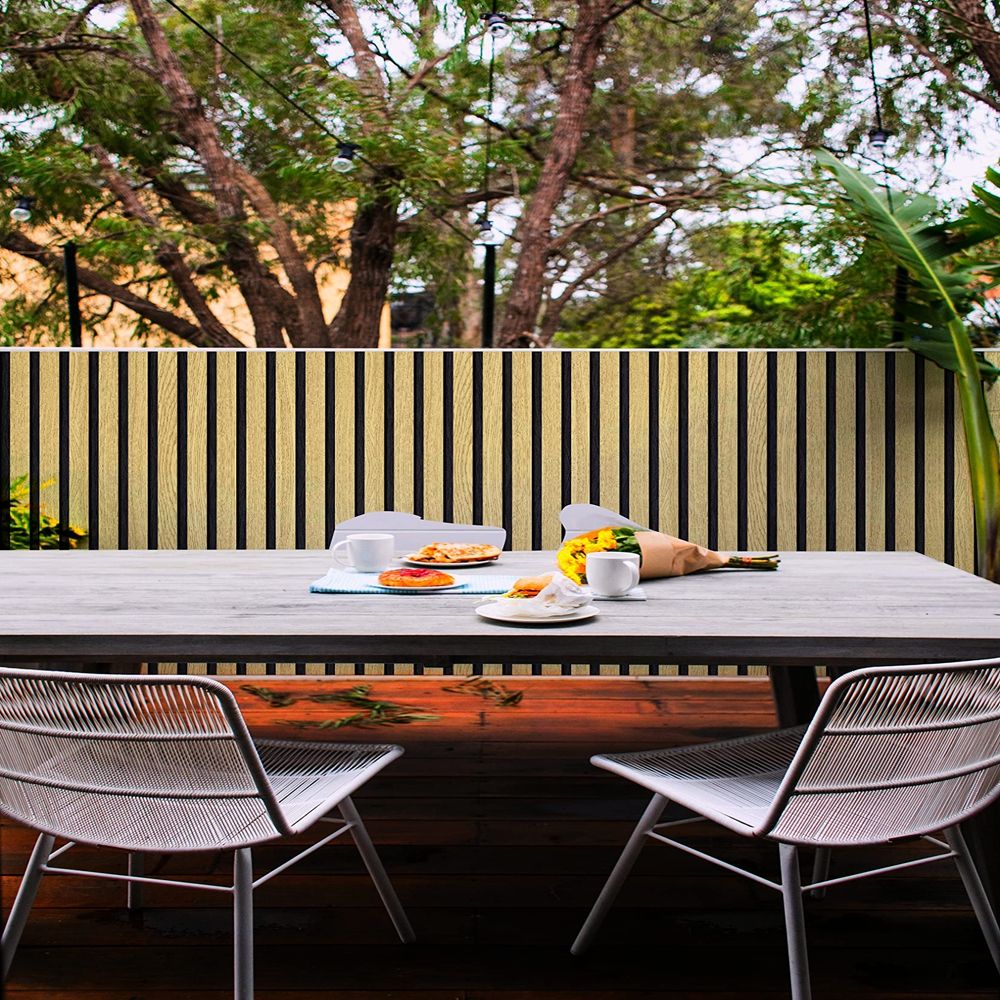 Factory Price Faux Wood Slat Wallpaper Grating Stripe for Office Decor-海智集-