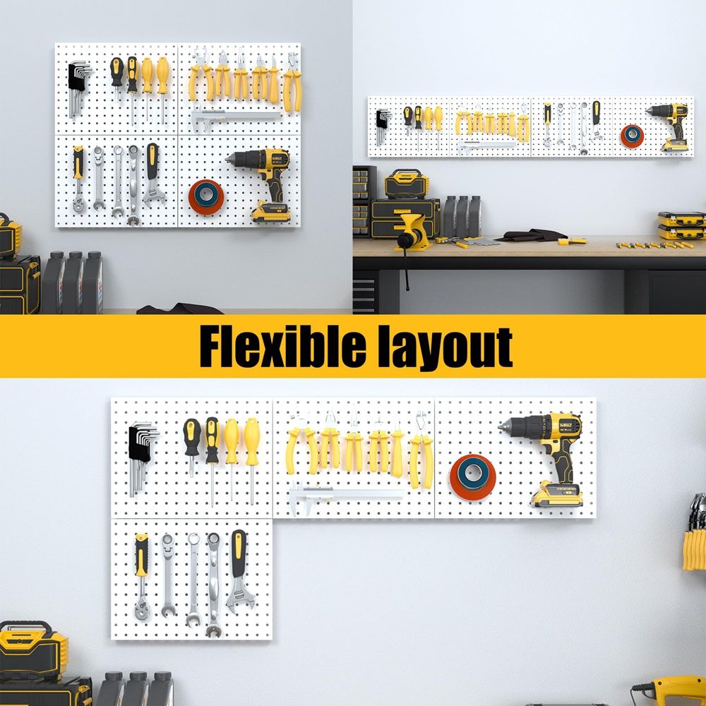 Modern No Drill Wall Organizer ABS Pegboard Panels Curved Frame for Kitchen Pantry