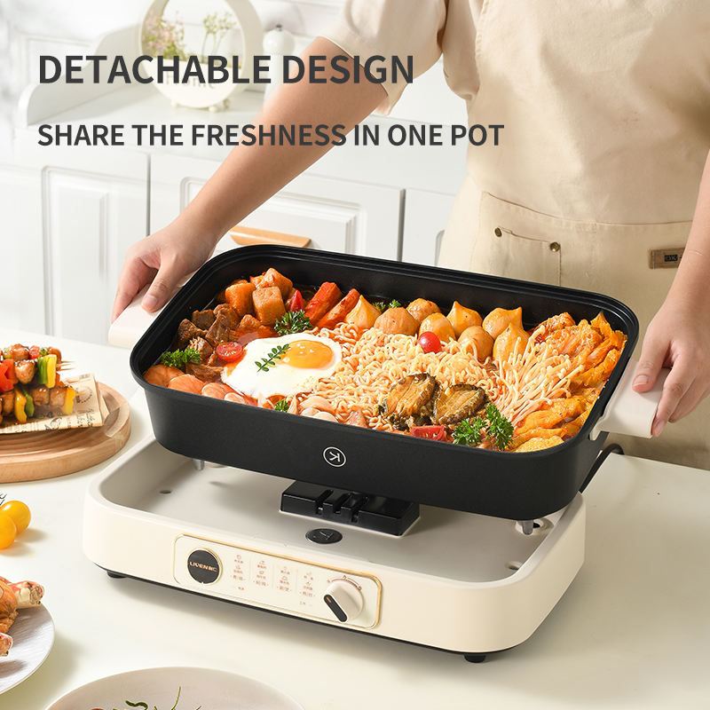Electric Cooker Multi-Function Household Intelligent Split Electric Pot Cooker 110V 220V Dormitory Electric Hot Pot-海智集-