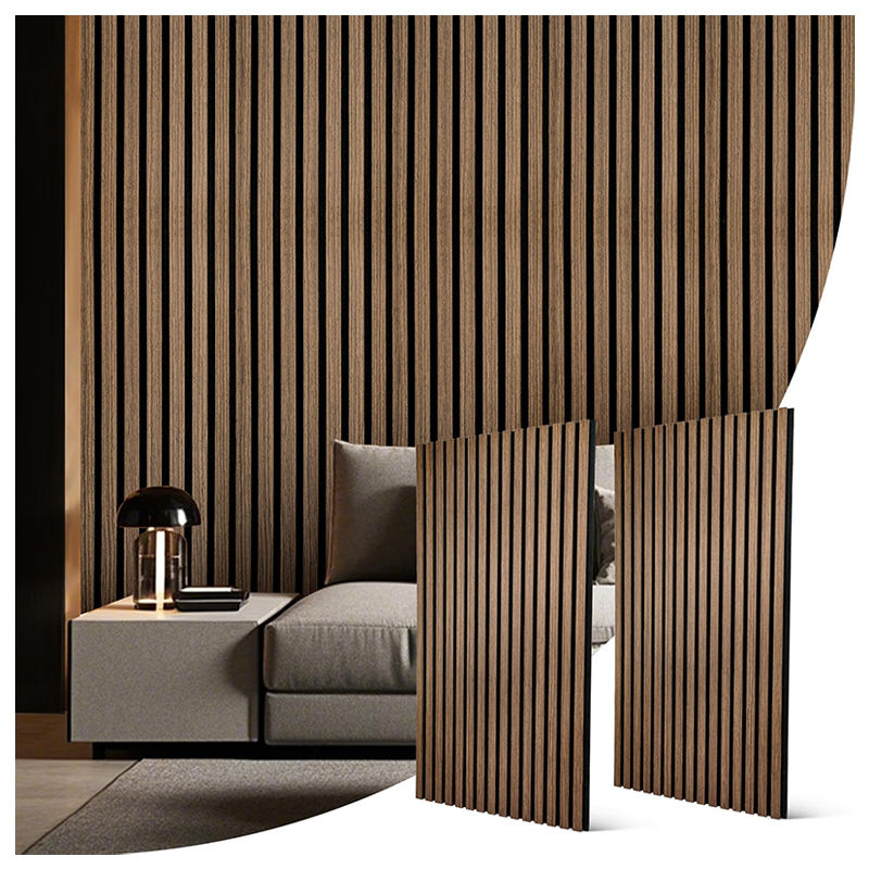 1200mmx600mm Interior Wood Veneer Soundproof Wood Slatted Wall Panels Custom Modern Acoustic Panels-海智集-