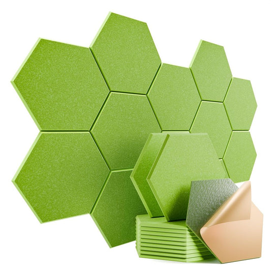 12pcs high-density self-adhesive hexagonal sound insulation boards, fireproof and sound-absorbing foam for noise reduction in studios and offices-海智集-