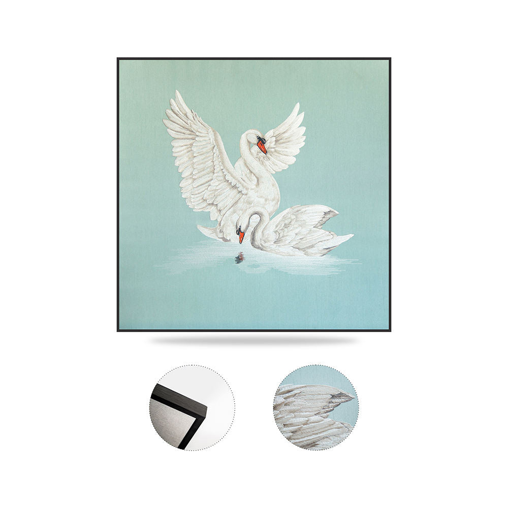 Elegant Swan Embroidery Art Painting Premium Hand Stitched Tapestry Wall Painting for Luxurious Home Wedding Gift-海智集-