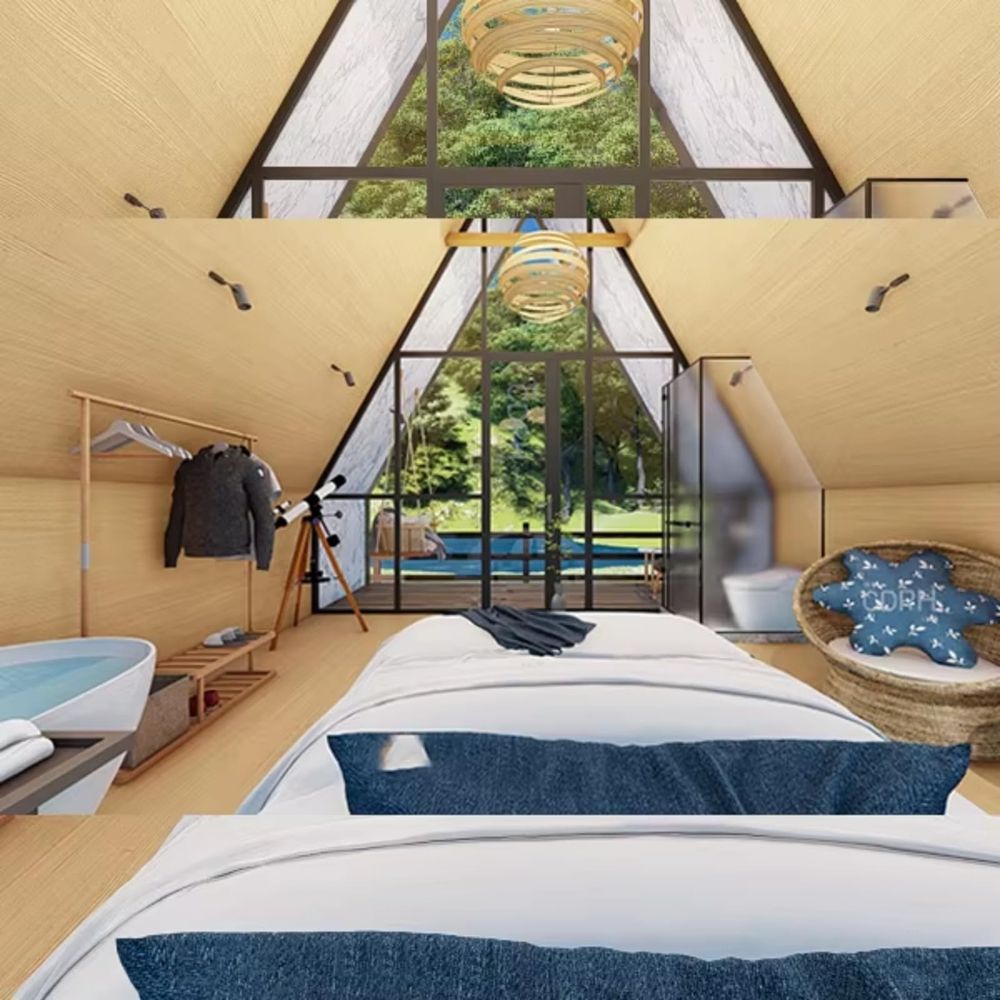 Prefab Apartment Building Steel Structure Modern Metal Frame Triangular House-海智集-