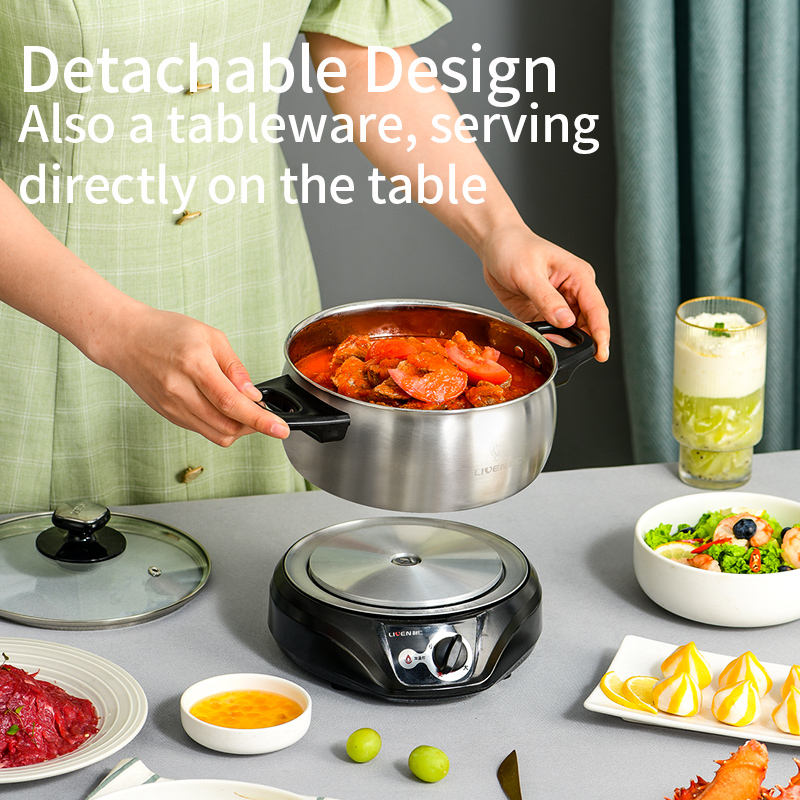 Portable Electric hot Pot Multi Functions Simple Yet Sophisticated cooking pot household Nonstick coating electric skillet-海智集-